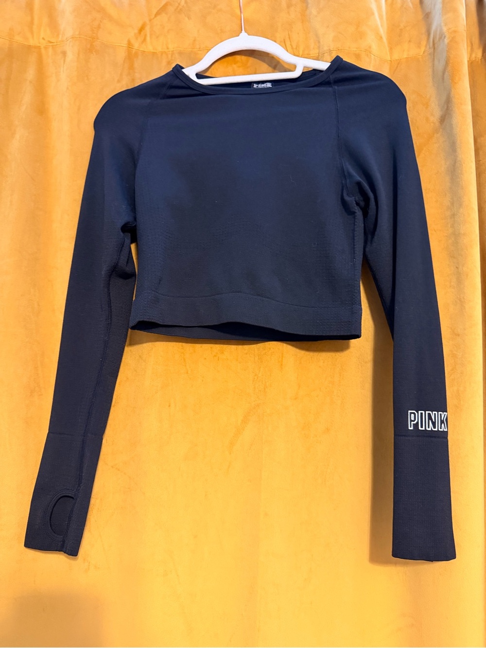 PINK Long Sleeve Cropped Top